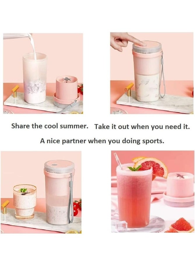 خلاط صغير محمول سعة 300 مل - خلاط عصارة شخصي يعمل بمنفذ USB مزود بـ 6 شفرات من الفولاذ المقاوم للصدأ - سهل الاستخدام بضغطة زر واحدة لتحضير العصائر، ومشروبات البروتين، وطعام الأطفال - مثالي للمطبخ، والسفر، والمكتب، والنادي الرياضي - وردي - Image 4